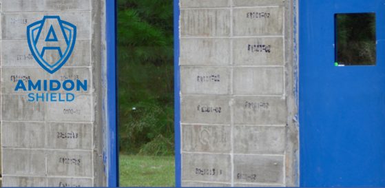 A concrete masonry unit (CMU) block wall