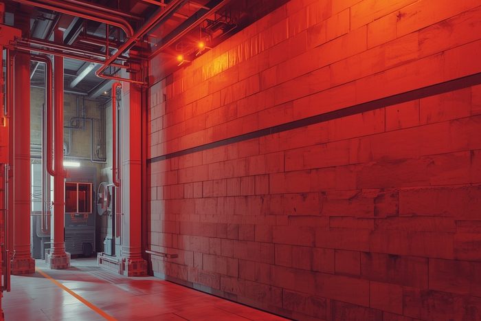 A high-mass ArmorBlock corridor wall in an industrial facility